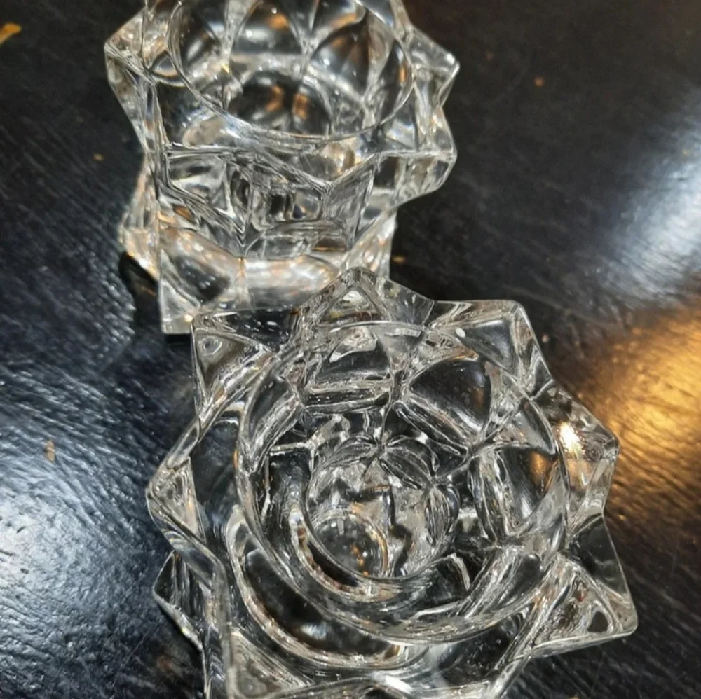 Mikasa Lot 2 glass candle holders pair